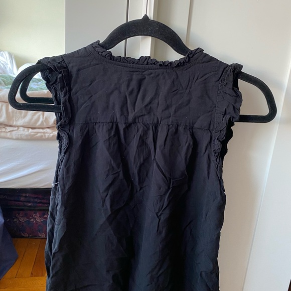 LOFT Black Sleeveless Ruffle Blouse with Lace Accents - XS - Picture 6 of 8